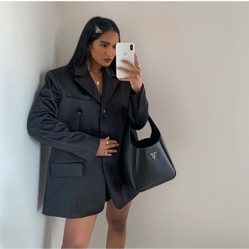 Zara Satin Blazer Black Size XS